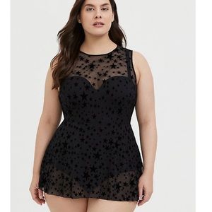 Torrid STAR PUSHUP UNDERWIRE SKATER SWIM DRESS